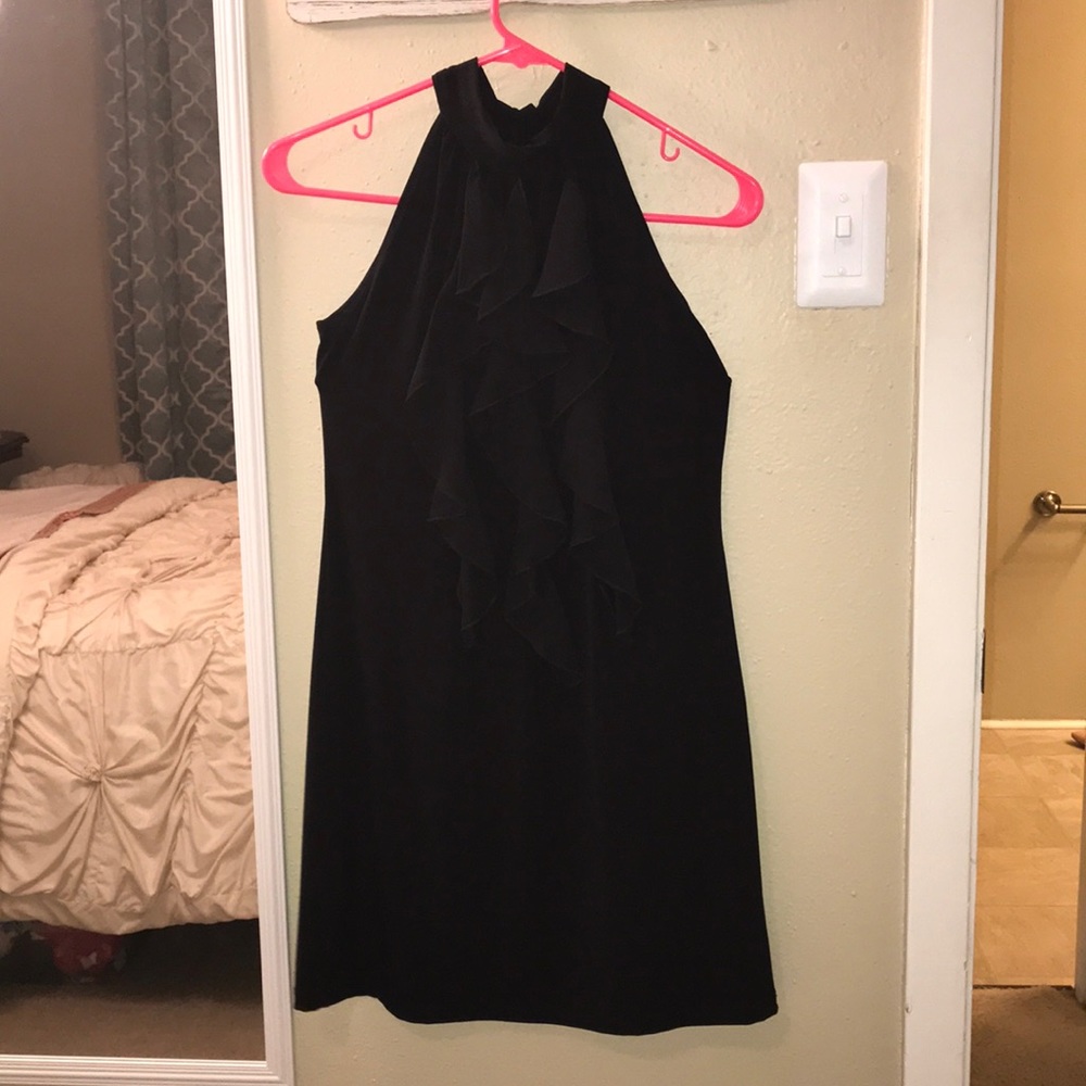 Black halter/mock neck sleeveless dress